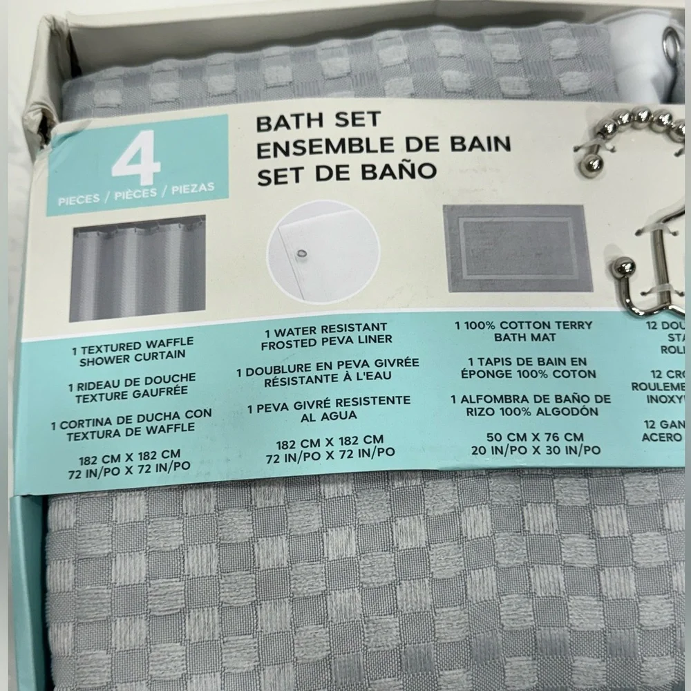 Essential Spa Shower Curtain Set 4 New Grey